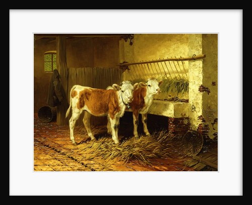 Two Calves in a Barn by Walter Hunt