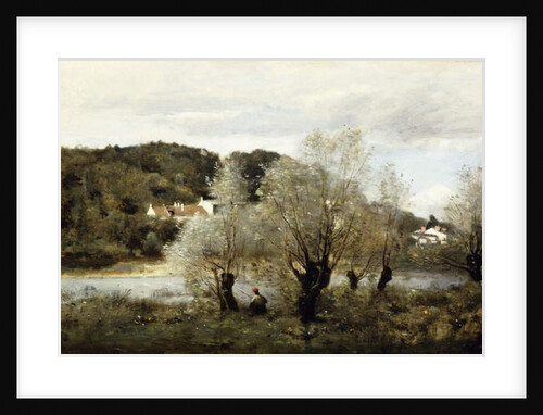 Fisherman on the Edge of a Pond in the Village of Avary by Jean Baptiste Camille Corot