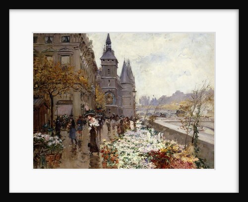 A Flower Market Along the Seine by Georges Stein