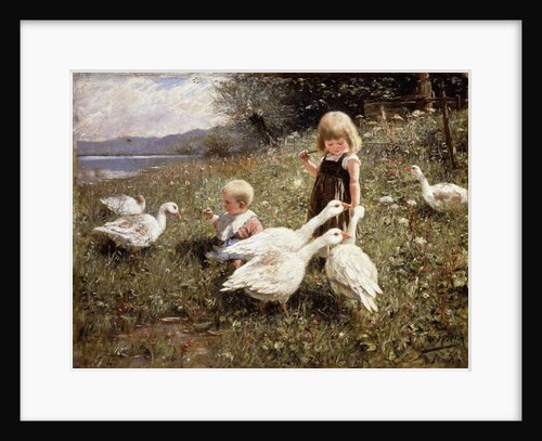 Feeding Geese; Gansefutterung, 1890 by Alexander Koester