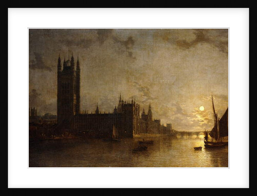 Westminster Abbey, The Houses of Parliament with the Construction of Westminster Bridge, 1859 by Henry Pether