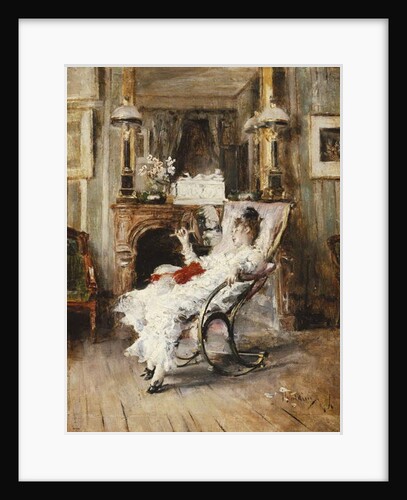 An Elegant Lady Holding a Fan, 1874 by Giovanni Boldini