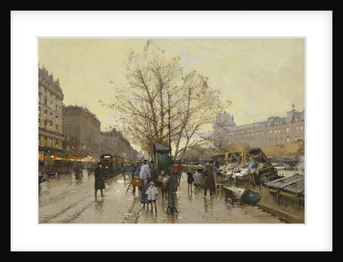 The Docks of Paris; Les Quais a Paris by Eugene Galien-Laloue