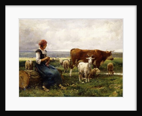 Shepherdess with Cows and Goats by Julien Dupre