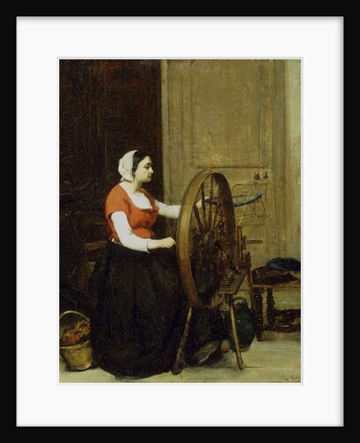 Woman and Spinning Wheel, c.1860? by Antoine Vollon