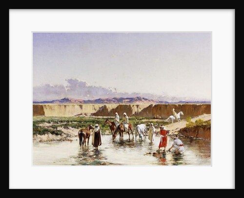 Arab Horsemen watering in an Oasis by Victor-Pierre Huguet