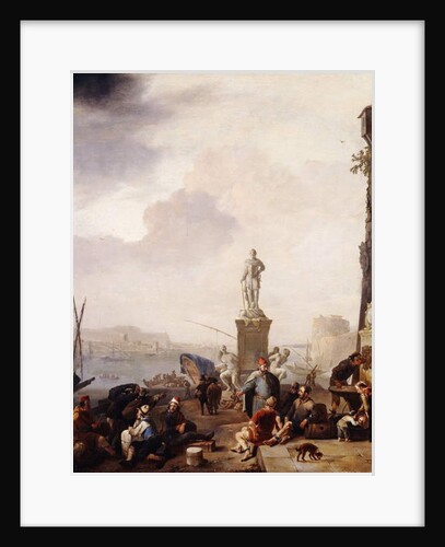 A Mediterranean Seaport with the Monument of Grand-Duke Ferdanindo I of Tuscany at Leghorn, by Johannes Lingelbach