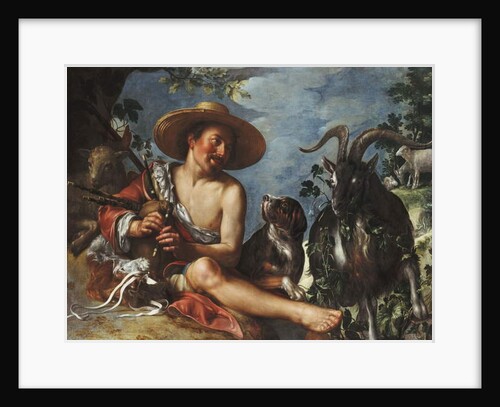 A Shepherd Piping on a Knoll, a Dog and his Flock Nearby by Peter Wtewael
