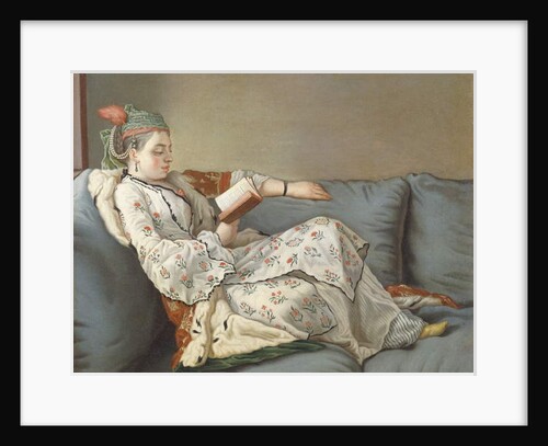 La Sultane Lisant', A Lady in Turkish Costume Reading on a Divan, by Jean-Etienne Liotard