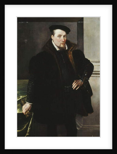 Portrait of a Gentleman, three-quarter length, in a Black Coat with Fur Lining, 1551 by Maarten de Vos