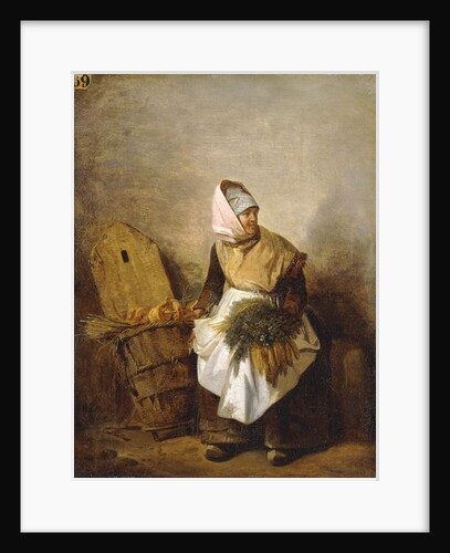 A Peasant Woman with Vegetables and Bread by Auguste-Xavier Leprince