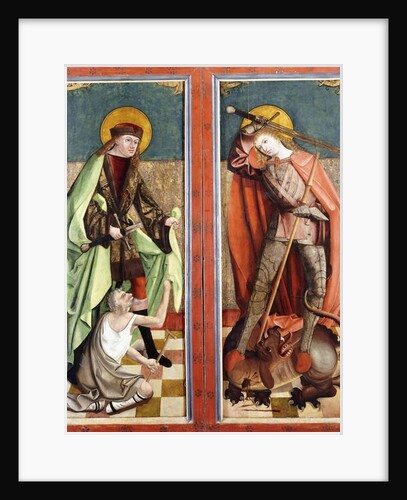 Saint Martin and the Beggar; and Saint George and the Dragon - the wings of an altarpiece by Johann Koerbecke