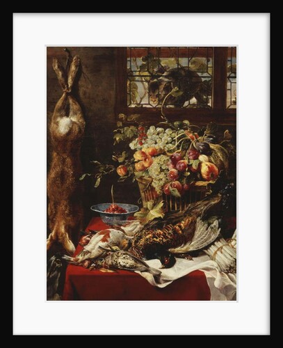 A Larder Still Life with Fruit, Game and a Cat by a Window by Frans Snyders or Snijders