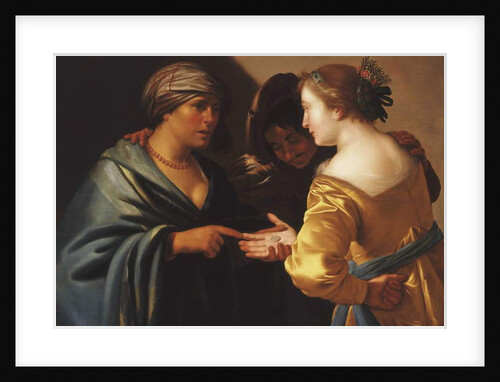 A Gypsy Fortune Teller with a Young Couple by Adam de Coster