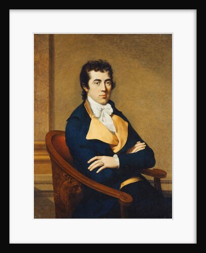 Portrait of Henry Richard Vassall Fox, 3rd Lord Holland, seated half length, in a blue coat and a yellow waistcoat, in an interior, 1795 by Francois Xavier Fabre