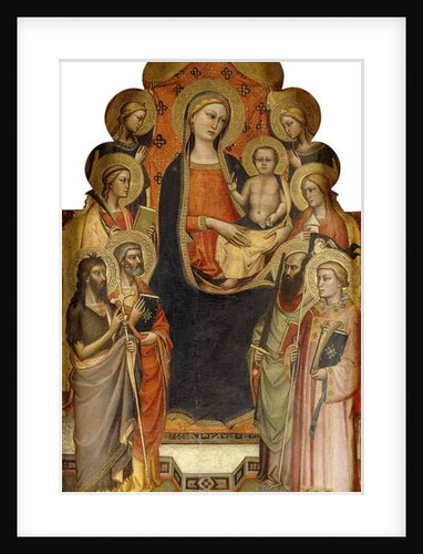 The Madonna and Child enthroned with Saints John the Baptist, Peter, Mary Magdalen, Paul and Stephen, a Female Martyr Saint and Angels by Nicolo di Pietro