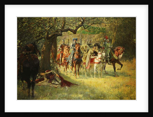 How Four Queens Found Sir Lancelot Sleeping, 1908 by William Frank Calderon