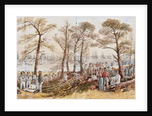 The Officers and Seamen of the Fleet on Shore at Nargen, 1855 by John Wilson Carmichael