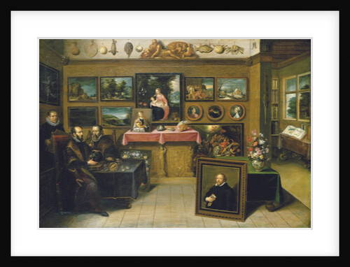 A collector's cabient with Abraham Ortelius and Justus Lipsius, 1618 by Frans II the Younger Francken