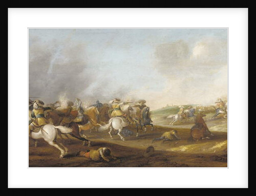 A cavalry skirmish by Palamedes Palamedesz