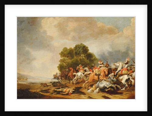 A cavalry skirmish by Palamedes Palamedesz