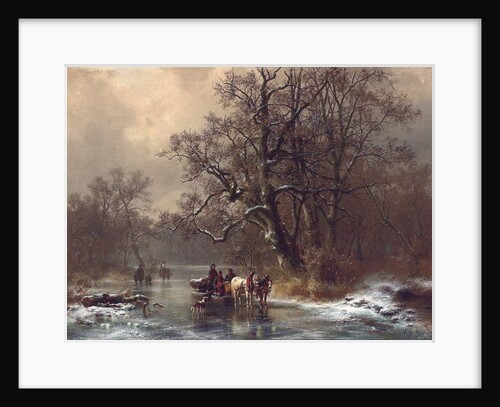 Loggers on a frozen waterway, 1873 by Heinrich Hofer