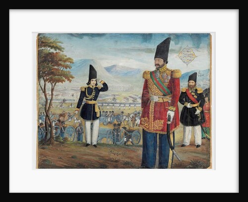 Ardeshir Mirza and Sulayman Khan Saham Al-Dowleh review their troops, 1850-51 by Abu'l Hassan Ghaffari