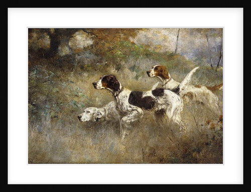 The Setters Three, Bob, Bill and Ginger on a triple point, 1927 by Percival Leonard Rosseau