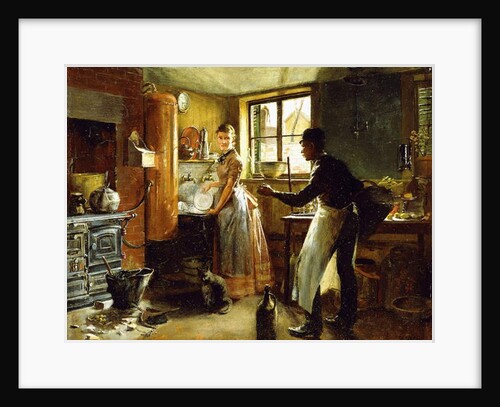 Below Stairs, 1885 by Frederick Juengling