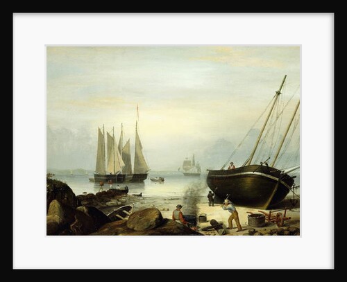 Beached for Repairs, Duncan's Point, Gloucester, 1848 by Fitz Henry Lane