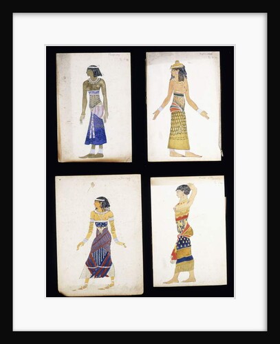 Egyptian Costume Designs for a Dancer, a Musician, Ta-Or, and Cleopatra's Sister by Leon Bakst