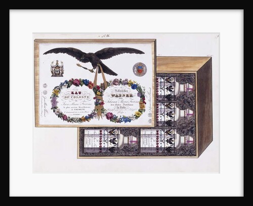 Illustration for the packaging of eau de Cologne, c.1825 by French School