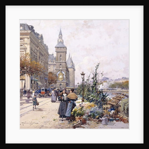 Le Quai aux Fleurs and Hotel by Eugene Galien-Laloue