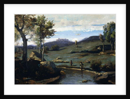 Roman Countryside - Rocky Valley with a Herd of Pigs, 1843 by Jean Baptiste Camille Corot