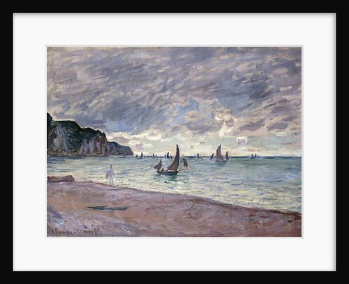 Fishing Boats in front of the Beach and Cliffs of Pourville, 1882 by Claude Monet