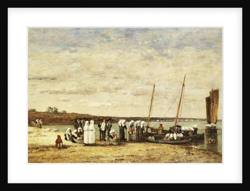 Fisherwomen disembarking from Plougastel, 1870 by Eugene Louis Boudin