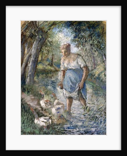 Peasant Crossing a Stream, c.1894 by Camille Pissarro