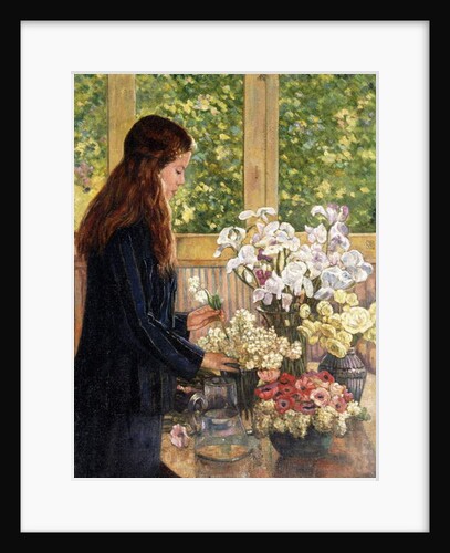 Young Girl with Vases of Flowers by Theo van Rysselberghe