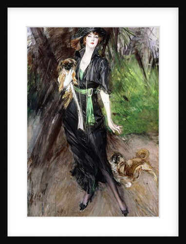 Portrait of a Lady, Lina Bilitis, with two Pekineses, 1913 by Giovanni Boldini