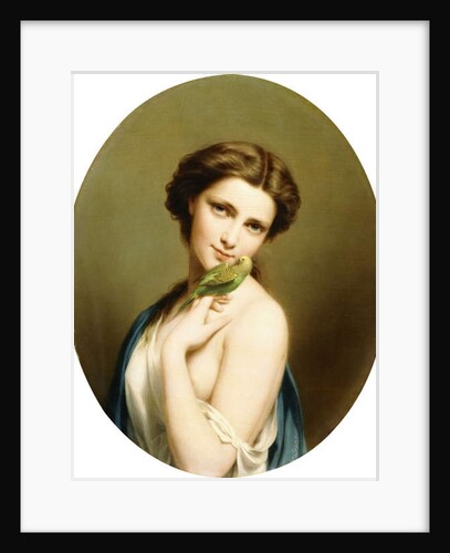 A Young Beauty with a Parakeet by Fritz Zuber-Buhler