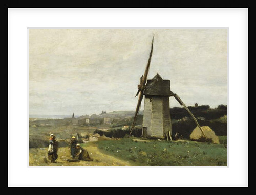 Etretat-a Windmill, by Jean Baptiste Camille Corot