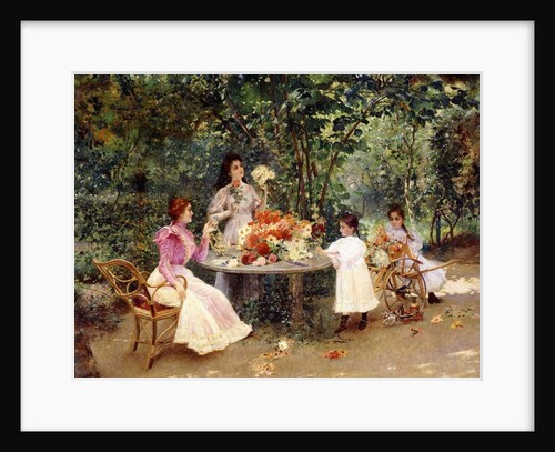 Teatime in the Garden, by Edouard Frederic Wilhelm Richter