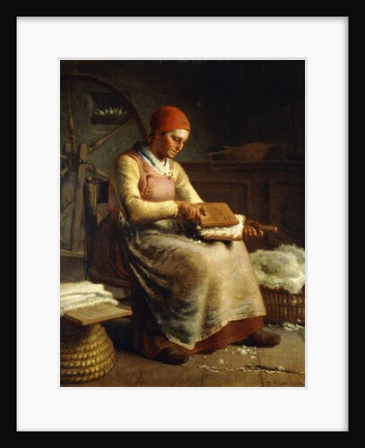 Woman Carding Wool by Jean-Francois Millet