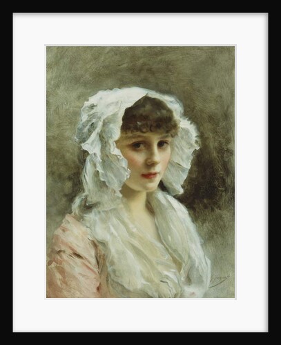 Portrait of a Lady in a White Bonnet by Gustave Jacquet