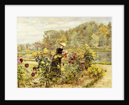 An Elegant Woman in a Rose Garden by Marie Francois Firmin-Girard