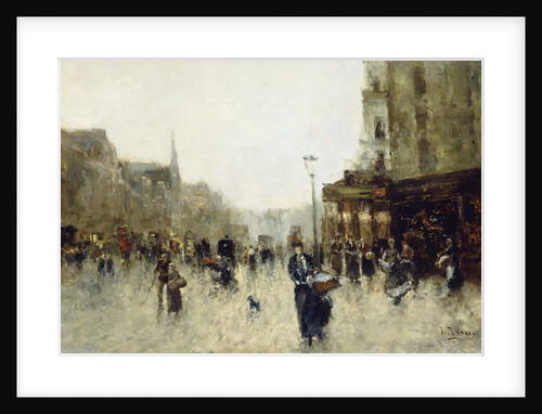 A Parisian Street Scene by Joaquín Pallarés Allustante