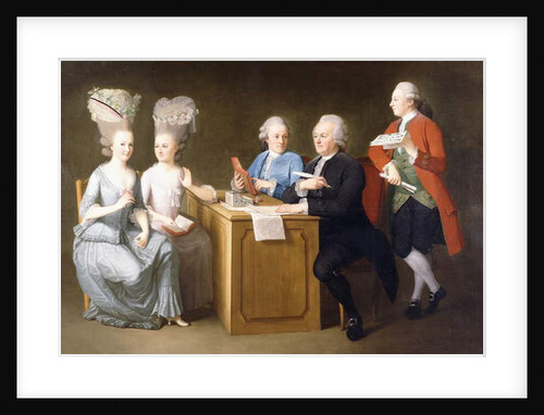 A Group Portrait of Monsieur Le Roy, with his Two Daughters and Two Sons, seated full-length at a Table, 1779 by Dominique Doncre