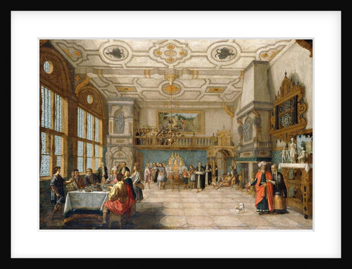 Lazarus at the Door of a Banqueting Hall with Elegant Figures Dining, 1622 by Nicolaes de Gyselaer