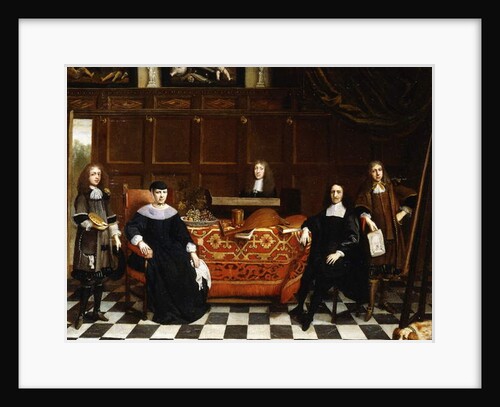 A Group Portrait of a Family seated around a Table draped with a Carpet, c.1665-70 by Gillis van (circle of) Tilborgh