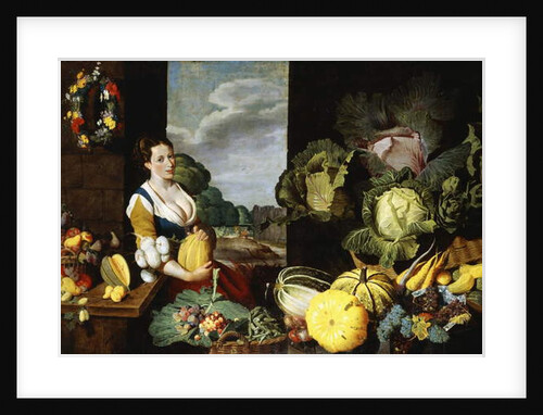 A Young Woman at a Fruit and Vegetable Stall by Claes van Heussen